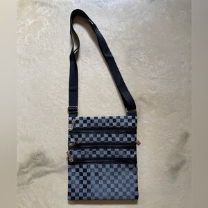Checkered Crossbody Bag – Multi-Compartment, Chic & Functional